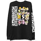 Cartoon Network Mens Throwback Shirt - Jonny Bravo and Dexter's Laboratory Long Sleeve T-Shirt (Black Cartoon, Large)
