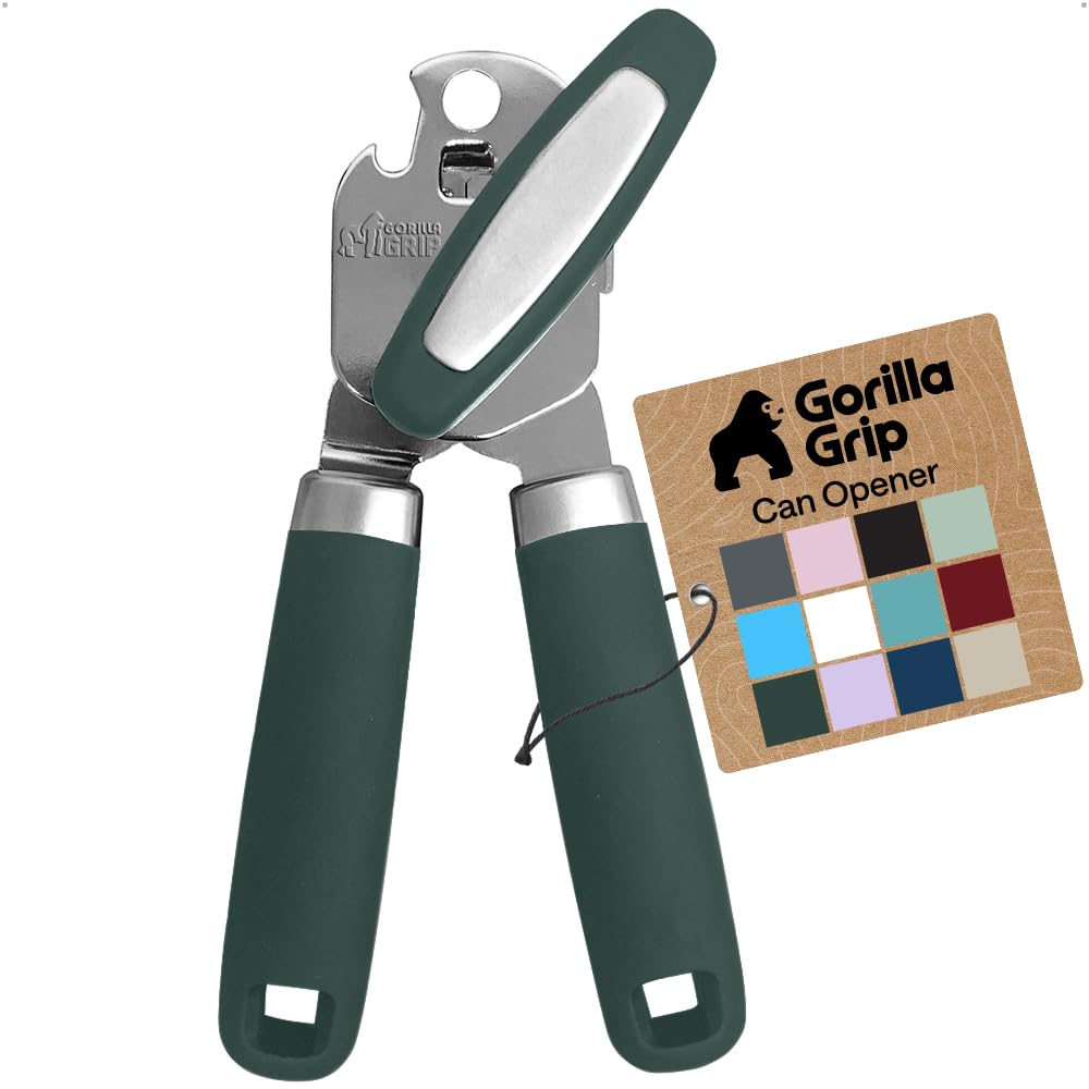 GORILLA GRIP Upgraded Model Stainless Steel Manual Can Opener, Green