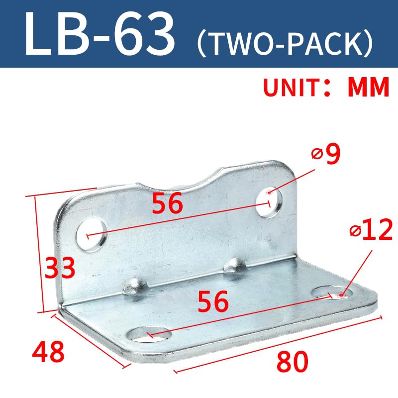 Image of Mounting Bracket for Pneumatic Cylinder, Sturdy Tripod Base for SC Series Cylinders, Fixed Base Mount (LB63)