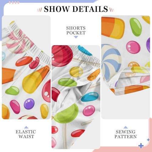 Colorful Candy Lollipop Boys Long Pants Soft Trousers Elastic Waist Kids Lounge Bottoms with Pockets S-XL4