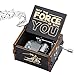 Imncya Aphei Star Wars Music Box, Retro Carved Hand Crank Antique Wooden Starwars Theme Tune Musical Box Home Decoration Crafts Gifts for Kids Brother Children Boyfriend Son Boys (Black)