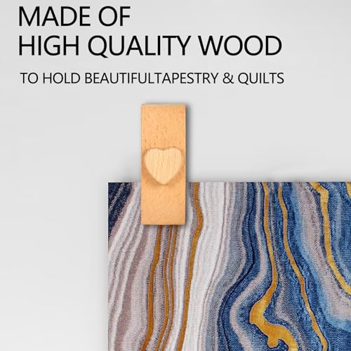 Image of 4 Quilt Hanger for Wall for Display - Tapestry Hangers for Walls, Wooden Rug Hangers for Wall Hangings, Decorate with Your Blanket and Tapestry Hangers, Quilt Rack Clamps for Mount (Wooden)