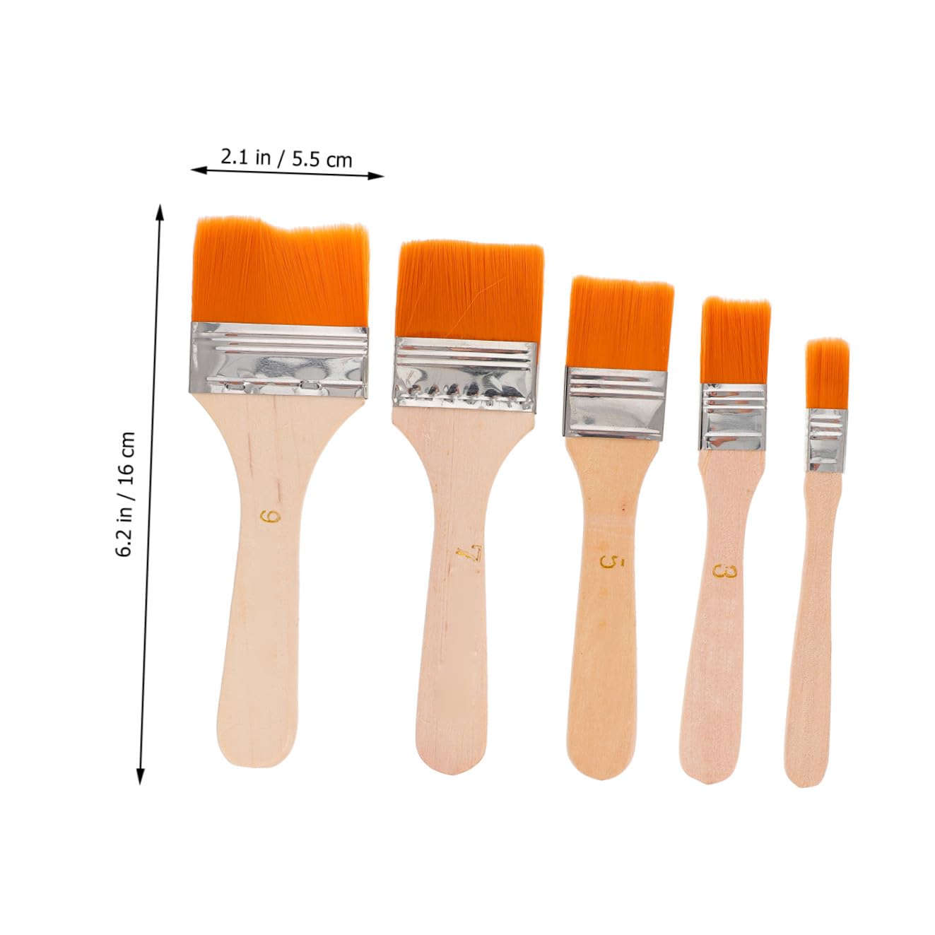 Pinceau en Nylon à Manche en Bois, Lot de 50 Pièces