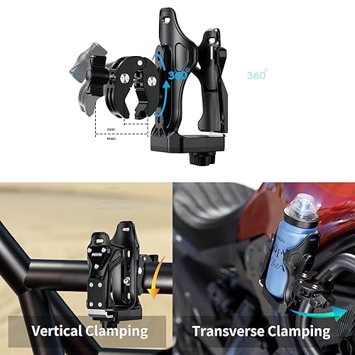 iMESTOU Motorcycle Cup Holder, ATV Water Bottle Holder, Compatible with 50-90 mm Diameter Cups and Drinking Bottles - Image 4