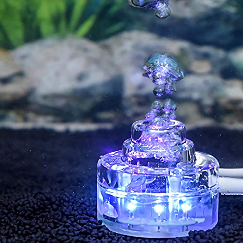 Zision Aquarium Bubbler Submersible LED for 3/5 Gallon Fish Tank Underwater Bubble Decoration RGB Colorful Flashing Light Air Charge Small Mini Aerators with Powerful Sucker