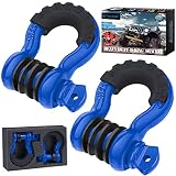 TICONN 2 Pack D Ring Shackle with 7/8" Screw Pin 57,000Ibs Break Strength, 3/4" Heavy Duty Shackles
