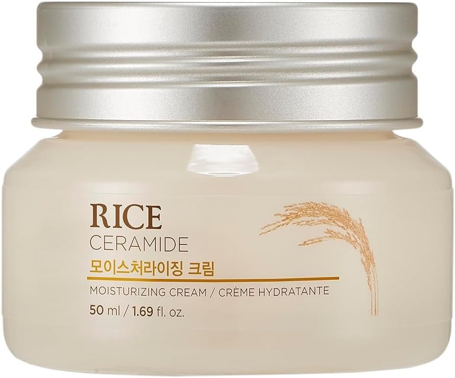 The Face Shop Rice Ceramide Moisturizing Cream – Rice Extract + Rice Bran Oil – Hydrating Targets Dryness, Brightening – Dermatologically Tested – Lightweight Moisturizer Face Cream – Korean Skin Care