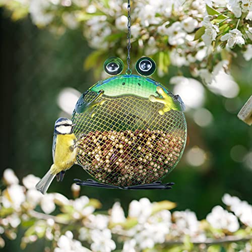 Wild Bird Feeder - Outdoor Metal Feeders Bird Feeder Patio Hanging 9.5 Inch Frog For Garden Yard Outside Decoration #TOP4