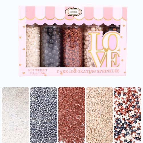 Sprinkles - Confect Sprinkles for Cakes & Cupcakes Decoration Assorted pack of 5 Starry Night Mix Black, White & Bronze Dragees Sparkling Sugar White & Bronze | Vegan, Gluten-Free, Nut-Free, Soy-Free, Dairy-Free, Palm Oil-Free- 5 Oz