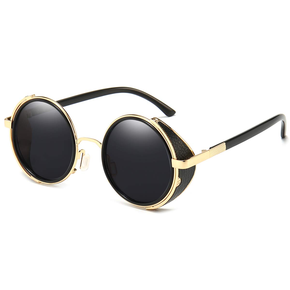 Dollger Occhiali da sole retrò rotondi stile Steampunk Occhiali da sole classici vintage con protezione UV per uomo donna