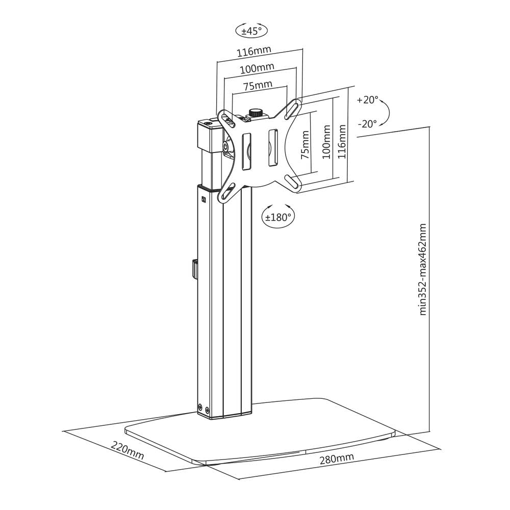 ACT AC8331 Monitorarm Gasveer tot 32, VESA 75/100mm, Monitorbeugel