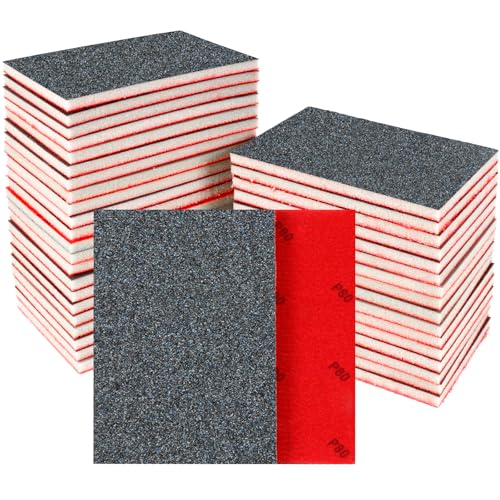 Image of 24 PCS Sanding Sponge Block 80 Grit Wet Dry Sandpaper for Wood Metal | Sandpaper Assortment, Flexible Foam for Curved & Uneven Surfaces, Washable & Reusable, for DIY Projects Auto