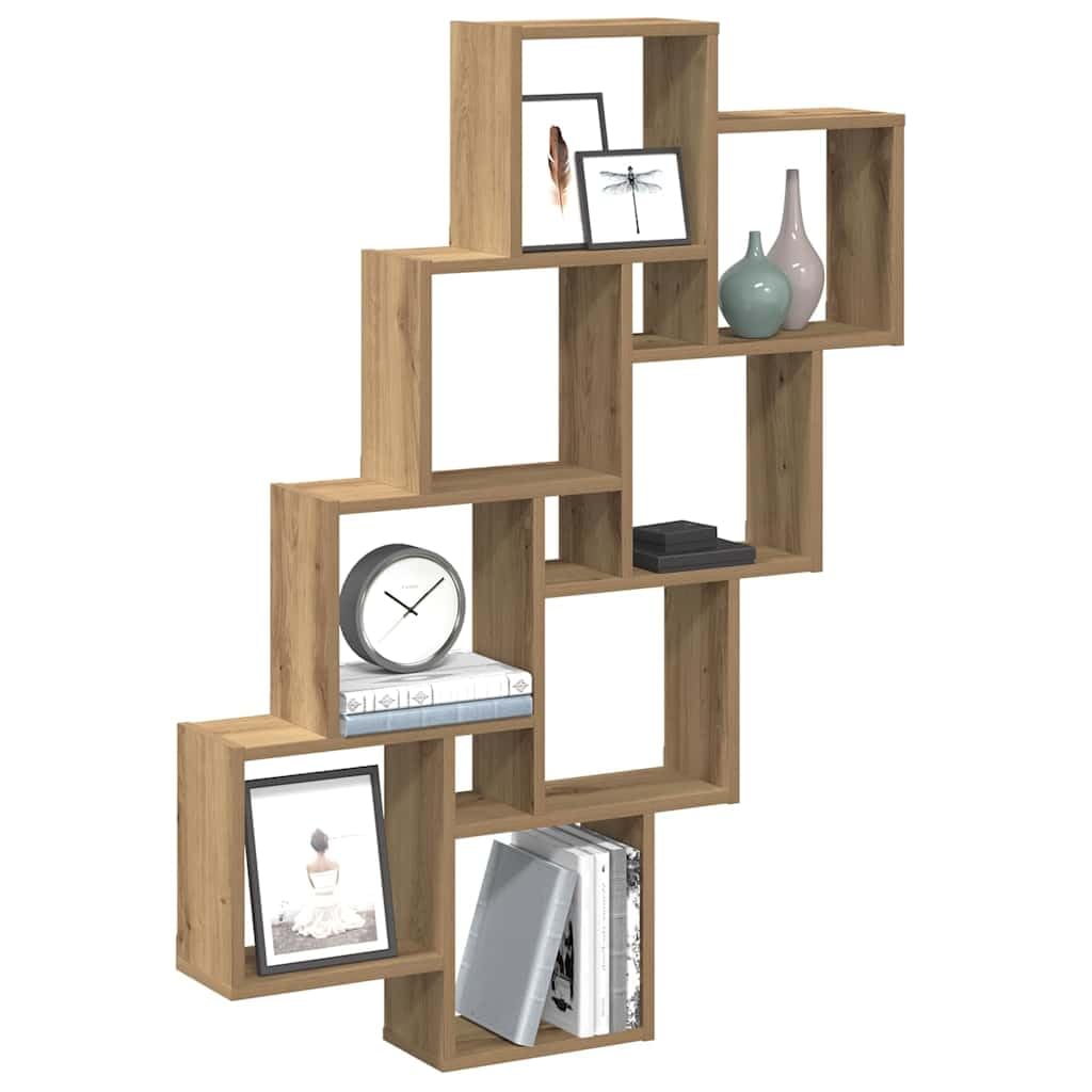 Étagère murale en forme de cube chêne artisanal 90x15x119,5 cm