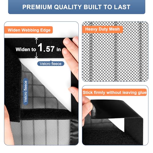 Image of METAONLY Magnetic Screen Door Mesh - Fits 36 inch x 80 inch Door, Actual Screen Size 38 inch x 82 inch for Patio, Sliding Door, Fresh Air Flow - Black