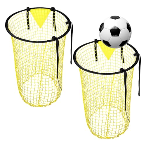 2Pcs Top Bins Soccer Target Net Football Training Goal Kids Top Corner Target Net Goals Training Practice Equipment (yellow 2 M)