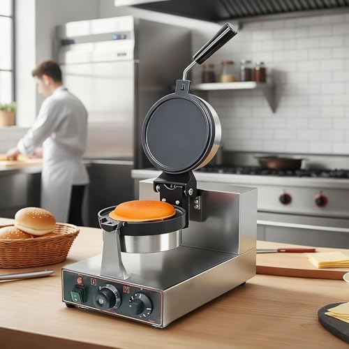 Commercial Waffle Maker Machine - Electric Non-Stick UFO Burger & Panini Press with Time & Temp Control for Home Kitchens & Bakeries - Perfect for Delicious Waffles & Sandwiches