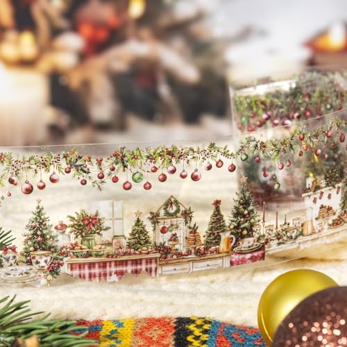 Image of 6 Rolls PET Washi Tape Stickers Set,Christmas Washi Tape for Journaling,Winter Aesthetic Stickers for Scrapbook Supplies,Junk Journal,Planner(Christmas Diary)