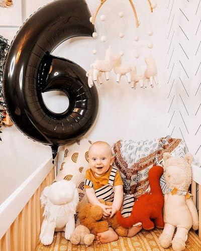 Image of 6 Balloon Numbers Birthday Decorations, 40In Black Balloons for Men Women | Eye-catching Appearance, Perfect Decorative Centerpieces, Convenient Self-sealing Structure, Widely for Various Occasions