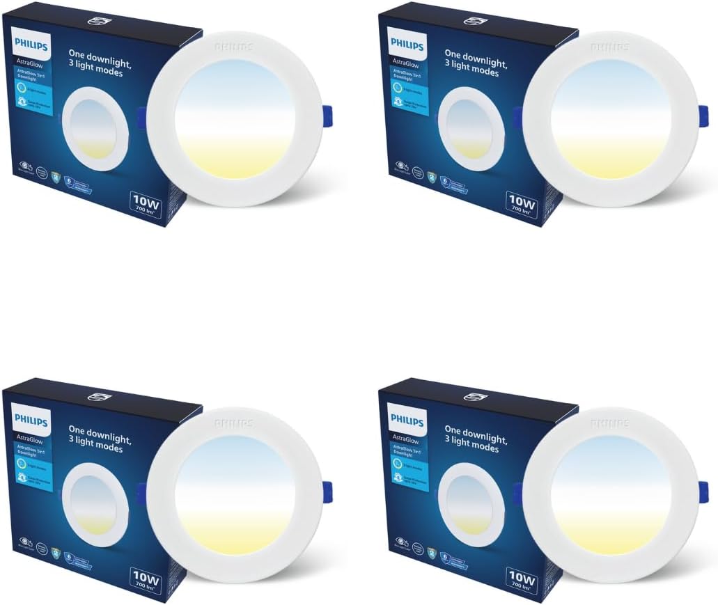 10W 3in1 AstraGlow Round LED Panel Light | Slim Surface Panel with High Brightness & Energy Efficiency | Durable Polycarbonate Body – White Finish | Pack of 4