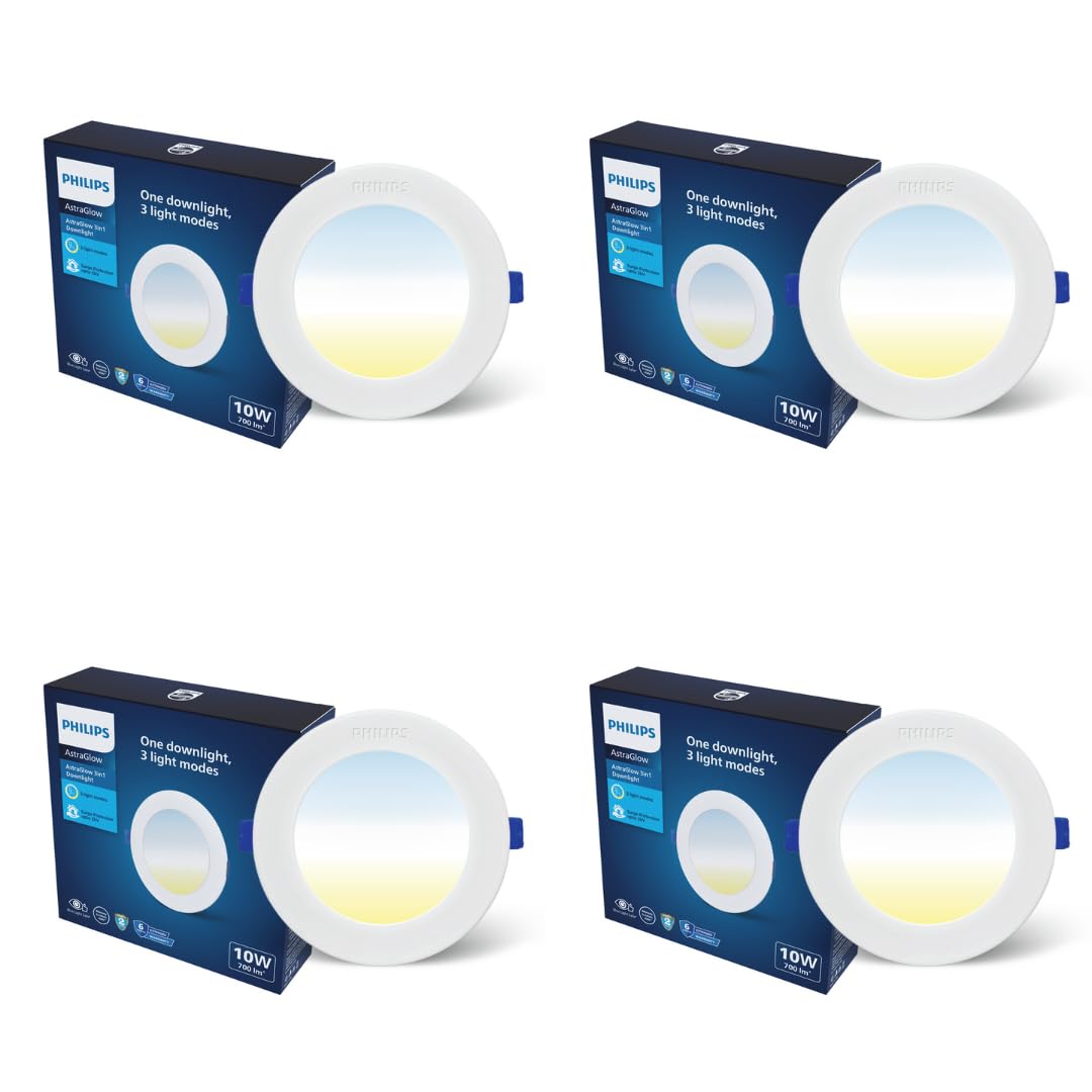 Philips 10W 3in1 AstraGlow Round LED Panel Light | Slim Surface Panel with High Brightness & Energy Efficiency | Durable Polycarbonate Body – White Finish | Pack of 4-picture-36