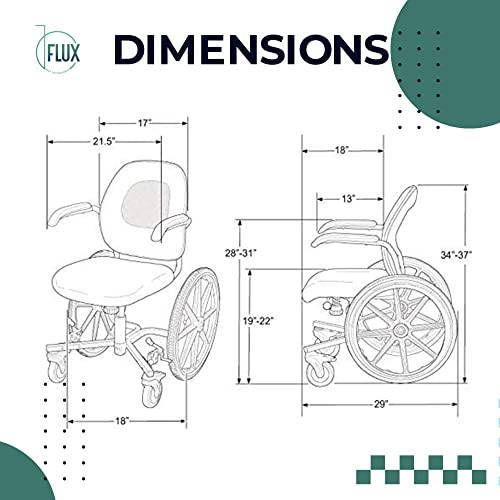 Flux 90169 Daily Indoor Wheelchairs For Adults (Standard) - Flux Slim-Line Narrow Wheelchair For Limited Spaces – 250 Lbs Weight Capacity Adjustable Wheelchair – 18 Inch-21 Inch Seat Height Office thumb #3