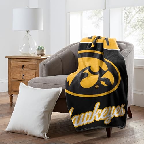 Iowa Hawkeyes 46 x 60 NCAA Officially Licensed Throw Blanket Super Soft Lightweight Fleece Blanket for Game Day Dorms Couch Travel & Tailgating Comfort