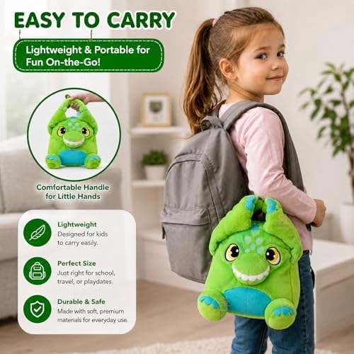 Image of WISHKEY Lunch Box Bags for Kids, Washable Insulated and Spacious Lunch Box Cover with Unique Dino Design, Cute Tiffin Box Bags for Both Boys and Girls from Age- 3 to 8 Years (Pack of 1, Green)