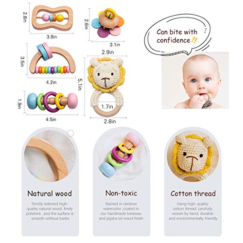 Wooden Montessori Baby Sensory Rattle Educational Toys Preschool Baby Grasping Toy-Nursery First Toy #TOP5