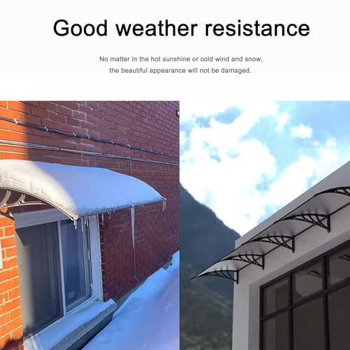 مظلة باب خارجية من البولي كربونات مع دعامات منحنية سميكة وسقف شفاف كريستالي 60 × 130 سم