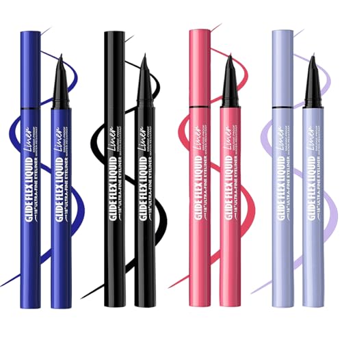 4 Stück Eyeliner Wasserfest und Wischfester Eyeliner Stift Gebogene Präzisionsfeder Hoher Farbwiedergabeindex Schnelltrocknend und Langanhaltend Kreieren Sie Einen Raffinierten Lidstrich