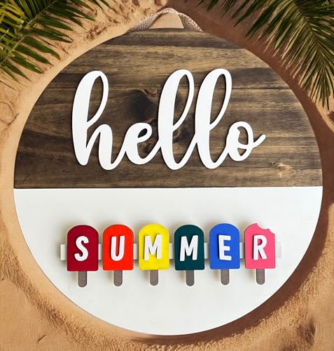 Seasonal Charm Interchangeable Welcome Sign – Rustic Round Wooden Wall Decor with Hello Message for Year-Round Home Styling - Image 2