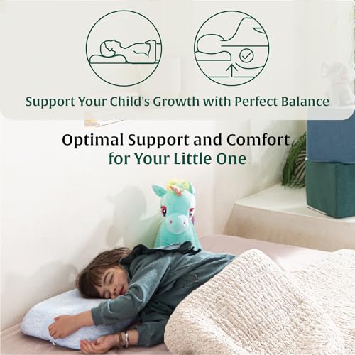 Image of The White Willow Bed Pillow for Kids-Toddler Pillow for 2 Years to 8 Years-Contour Memory Foam Soft Pillow for Sleeping-Small Pillow-Kids Pillow for Girls & Boys-Toddler Pillow-Sky Blue Pillow Cover