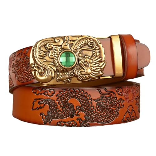 Ceinture cuir de vache boucle dragon émeraude idéale pour vos soirées