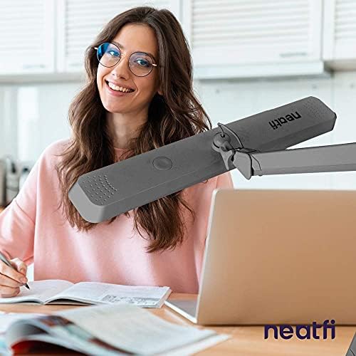 Neatfi (New Model) XL 2,500 Lumens LED Task Lamp with Clamp, UK Plug, Eye-Caring LED Lamp,30W Super Bright Desk Lamp,162 Pcs SMD LED, 56CM Wide Lamp, Table Clamp LED Light (Silver)