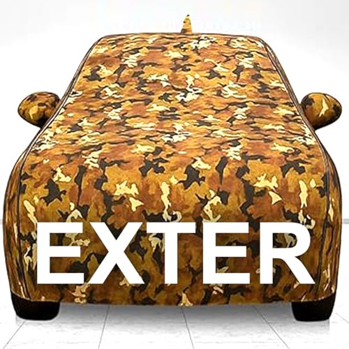 Image of UNIQE Waterproof Car Cover for Hyundai Exter | UV Protection | Dustproof | Windproof Belt & Elastic Hem | Mirror & Pockets | All Weather Car Body Cover (Jungle, Exter)