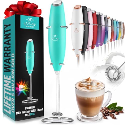Image of Zulay Classic Coffee Frother Electric - Battery Operated Coffee Blender Handheld - Easy To Use Coffee Whisk Frother - Portable Mini Mixer For Drinks, Coffee, Matcha, Latte (Ocean Aqua)