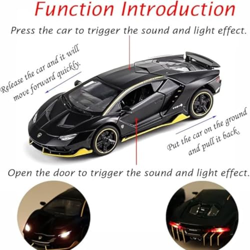 Image of Die-cast Metal Lamborghini Car Toy Model Pull Back Super car with Openable Doors with Sound and Light for Birthdays Gift Party Decorations Great for Kids Boys Girls and Adults