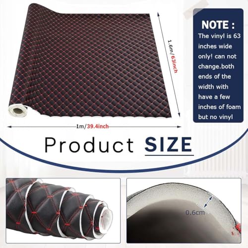 Tissu tapisserie tissu similicuir PVC imitation cuir noir 1.6X6m pour auto