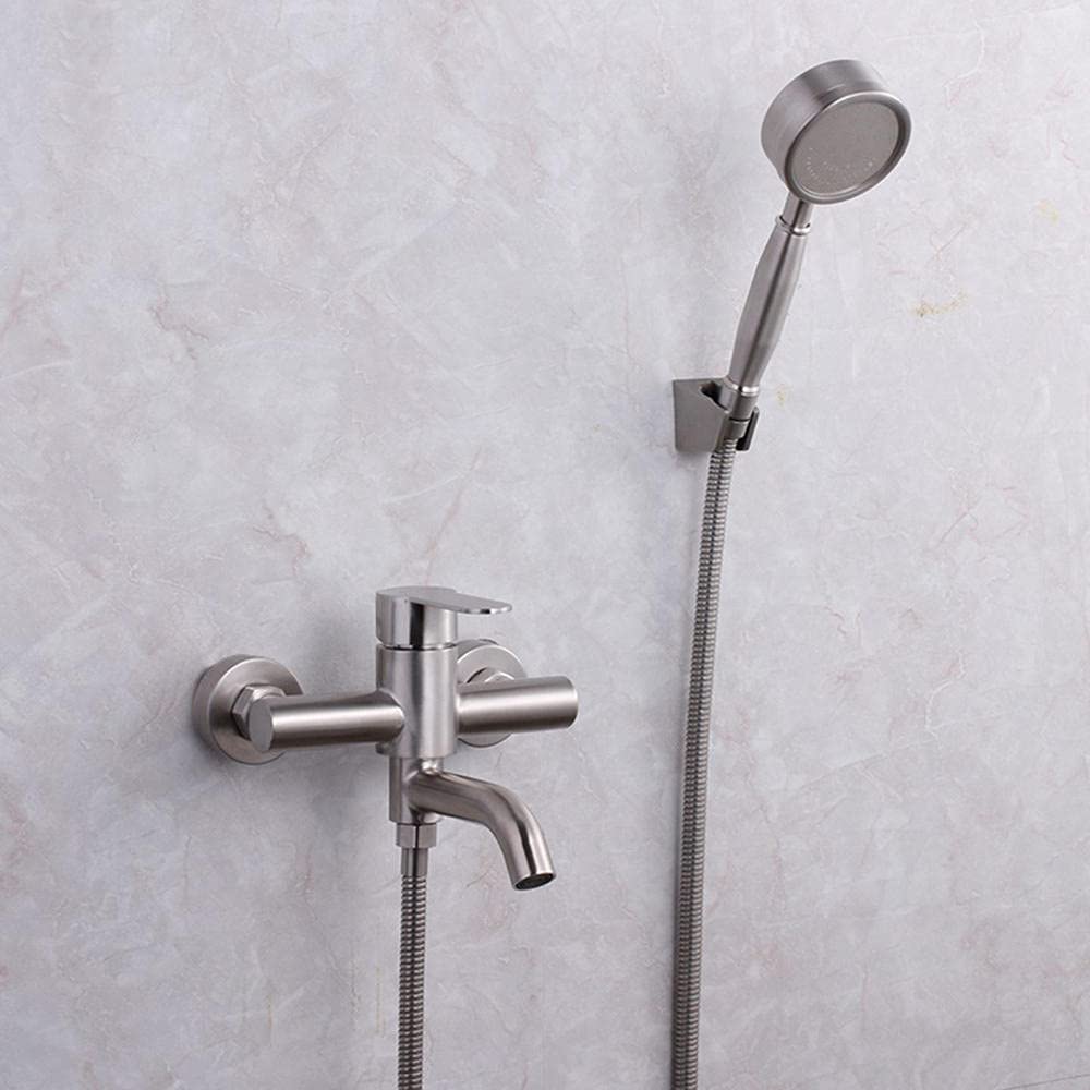 Robinet de baignoire mural avec douche en acier inoxydable pour mitigeur de salle de bain brossé