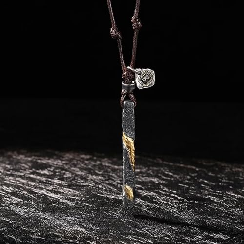 Mens Personalized-Bar Pendant Wax-Rope Necklace - Handmade Engravable Charm Braided Leather Cord Adjustable Necklace Jewelry Gift for Dad Husband Boyfriend2