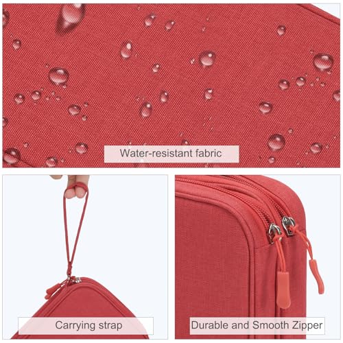 Image of FYY Electronic Organizer, Large Travel Cable Organizer Bag Pouch Electronic Accessories Carry Case Portable Waterproof Double Layers All-in-One Storage Bag for Cable, Cord, Charger, Phone, Red