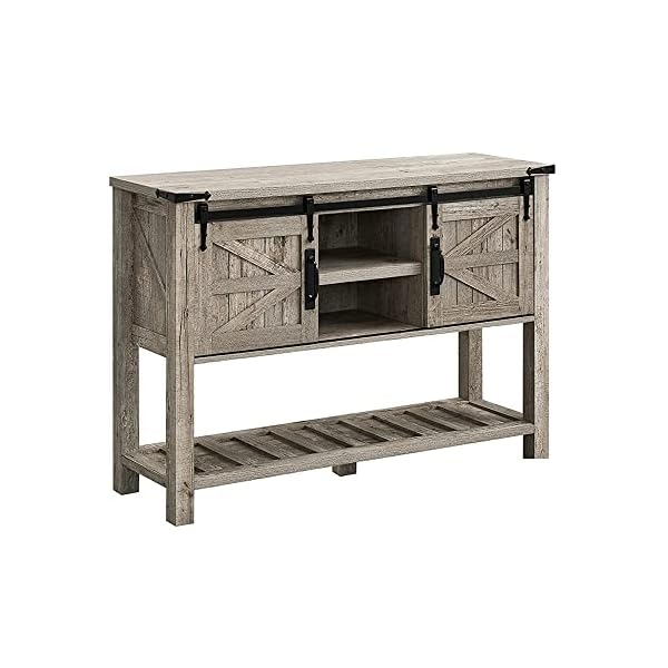 OKD Farmhouse Console Entryway Table with Sliding Barn Doors, Rustic Entry Sofa Tables Buffet Sideboard for Hallway, Foyer, Couch, Entrance, Living Room, Dining, Kitchen, 46 Inch, Light Rustic Oak