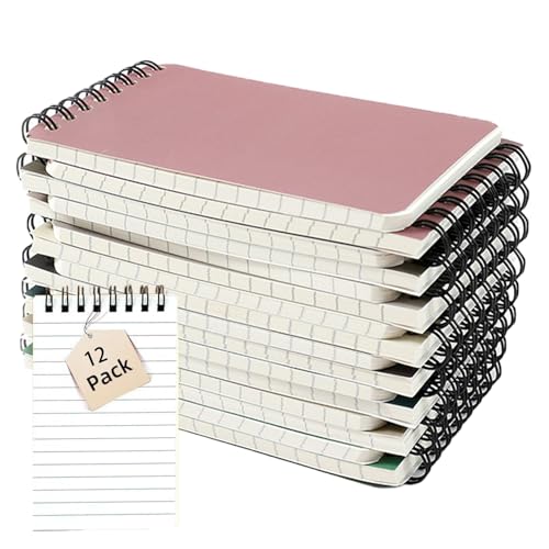 12Pack Pocket Notebook, 5x3in Small Top Bound Steno Pads Bulk,