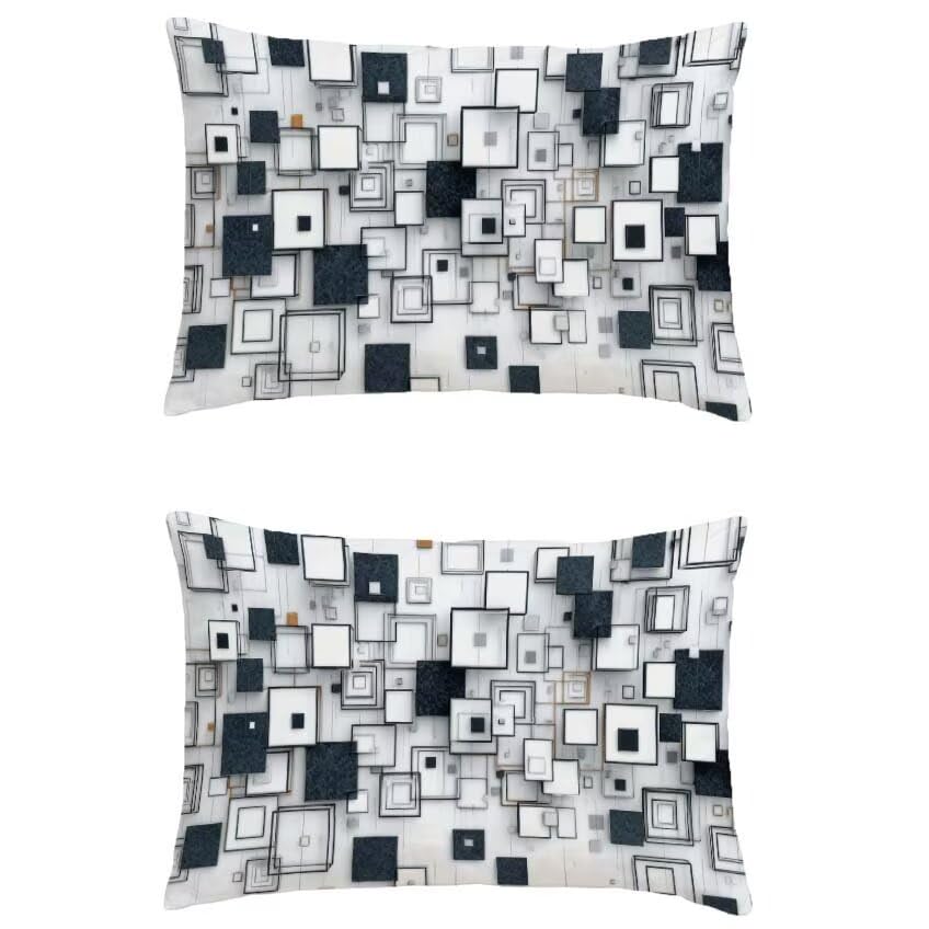 Housse de coussin 80x100cm en lin imperméable motif géométrique chic