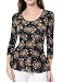 Allegra K Woman Floral Prints Scoop Neck Casual Peplum Top M Navy Blue