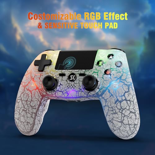 Controller for PS4, Wireless Controller 2 Pack for Sony PlayStation 4/Pro/Slim, Remote Control with Adjustable RGB Light/1000mAh Battery/6-Axis Motion Sensor/Double Vibration/Speaker/3.5mm Audio Jack