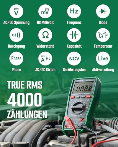 TESMEN TMM-569A Digital Multimeter TRMS 4000 Counts Ohmmeter Auto-Ranging Spannungsprüfer mit NCV...
