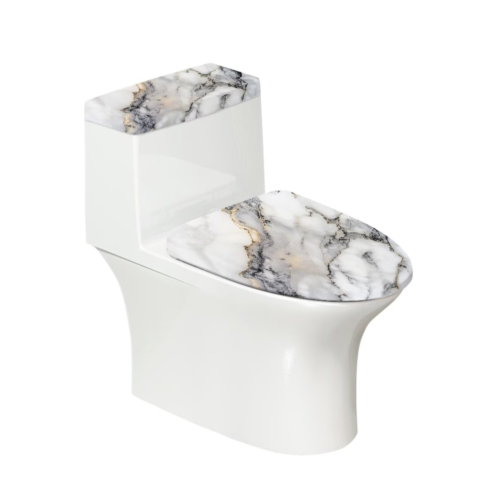 ORGYPET White Marble Toilet Tank Lid & Tank Covers for Bathroom Soilability Toilet Seat Cover Set for Bathroom Non-Slip Home Accessories Toilet Cover with Elastic Edge Fits Most Toilet Tanks & Lids