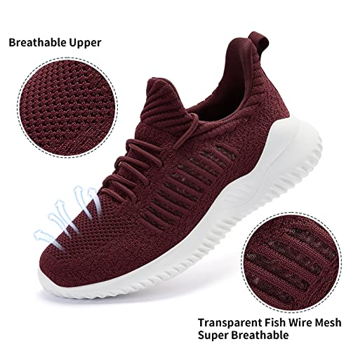 Image of Akk Womens Walking Shoes - Slip On Tennis Running Shoes Memory Foam Lightweight Work Sneakers for Indoor Outdoor Gym