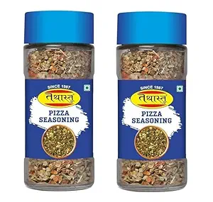 TATHASTU Pizza Seasoning, All Natural & Healthy Spice Blend for Pizza, Pasta | Glass Bottle | Premium Herbs and Spices 65gm (Pack of 2)